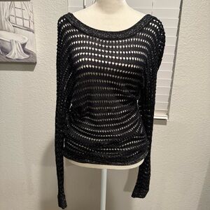 Guess Black Open-Knit Top